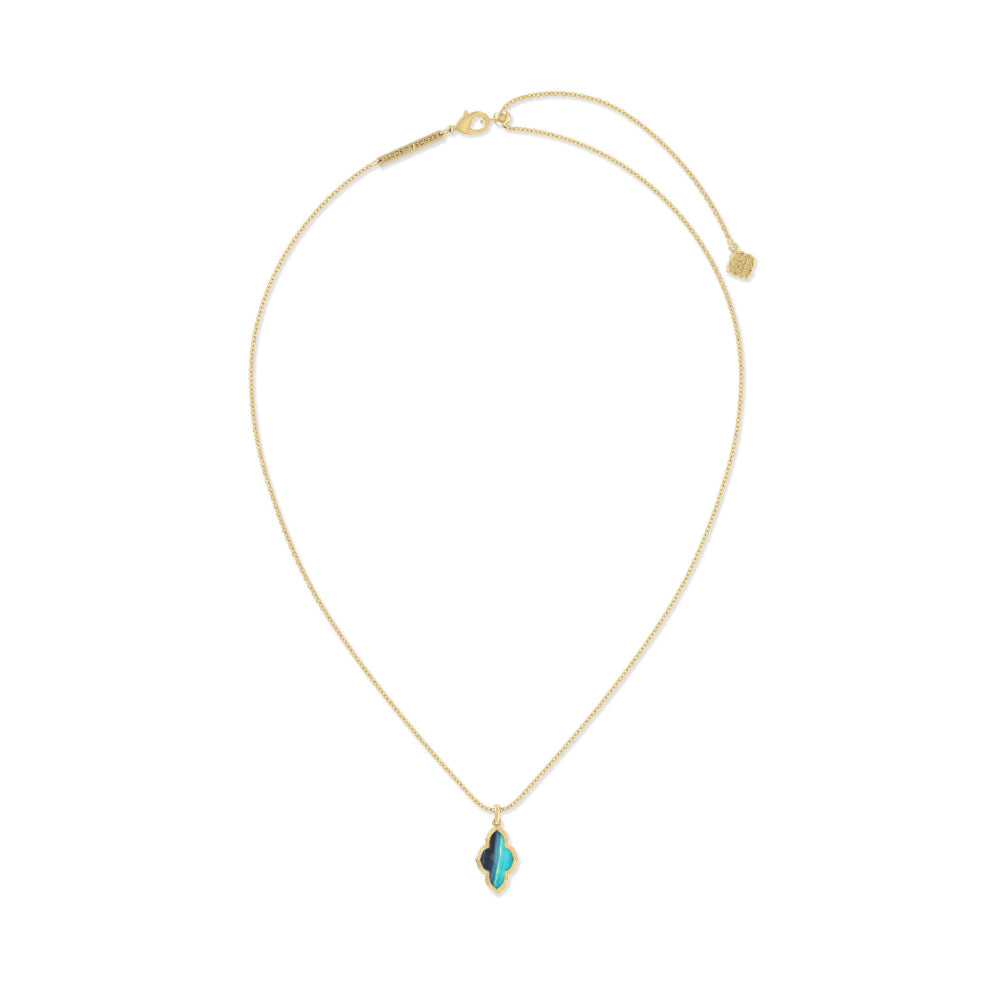Kendra Scott Abbie Gold-Framed Short Pendant Necklace for Women's Fashion Jewelry Collection