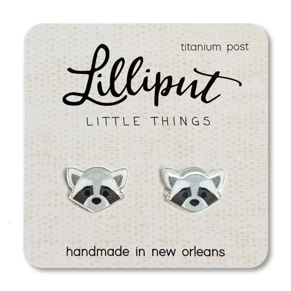 Comfortable Hypoallergenic Lilliput Raccoon-themed Earrings