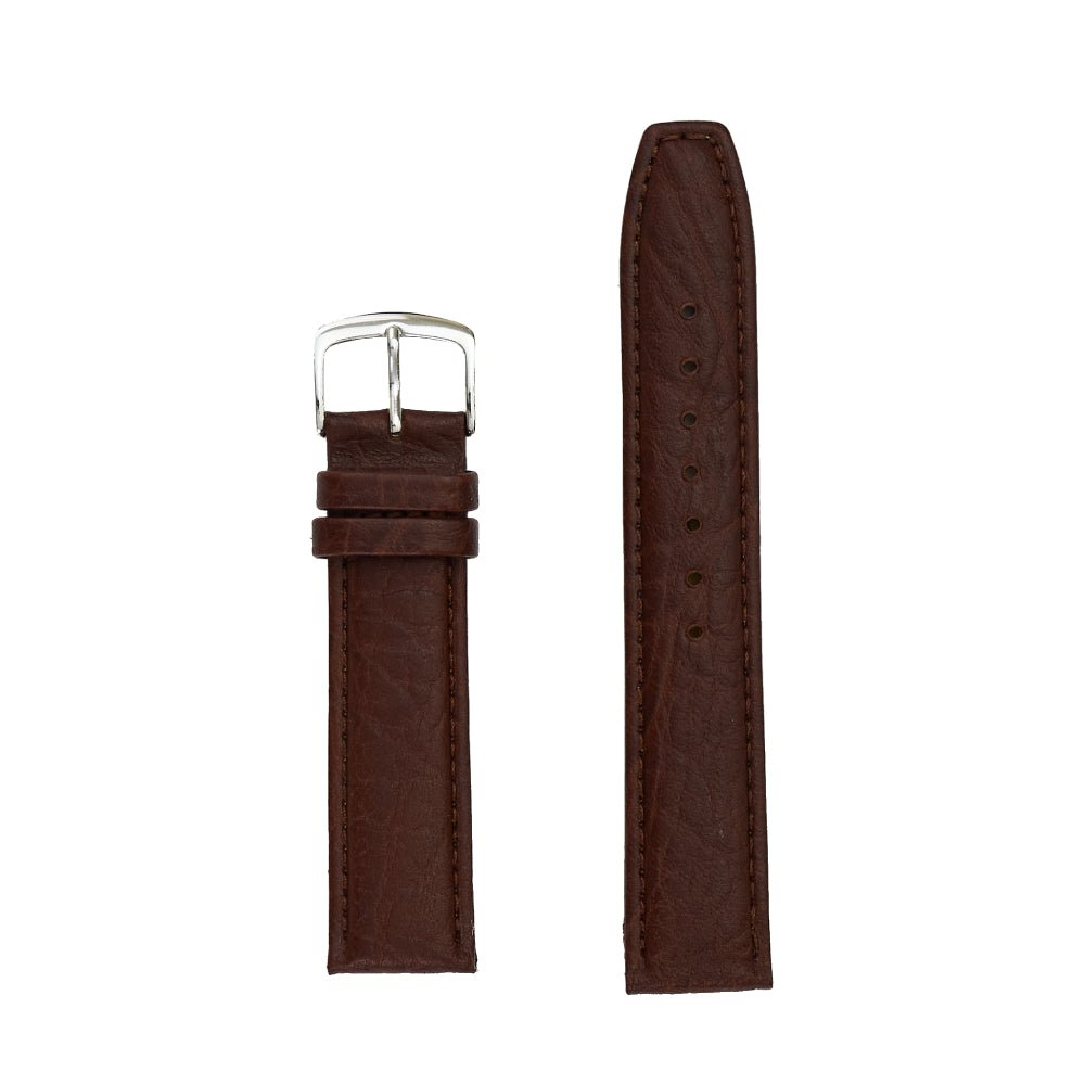 Brown Men's Authentic Shrunken Grain Leather Strap for Wristwatches