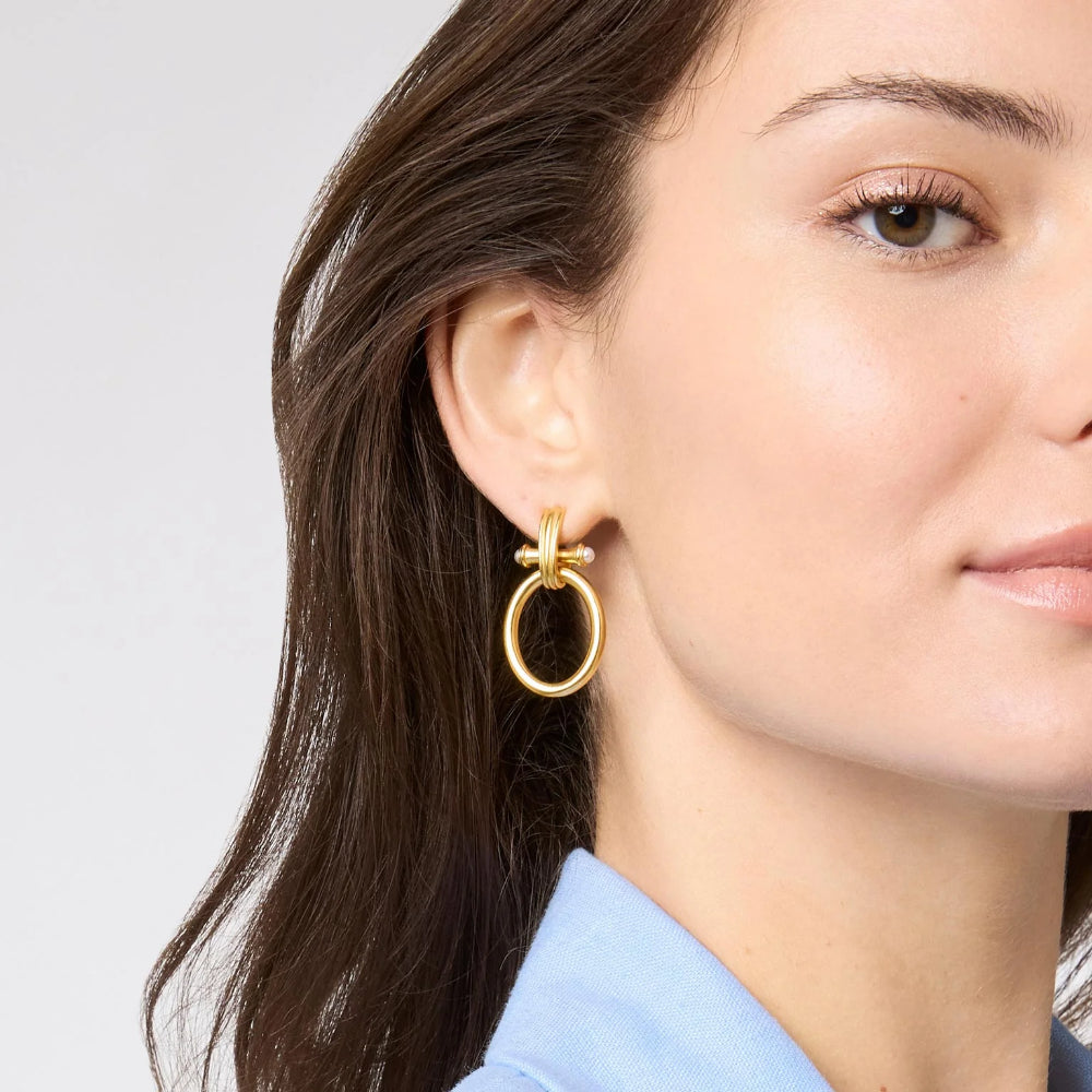 Julie Vos Golden Bamboo-Inspired Doorknocker Style Earrings for Women