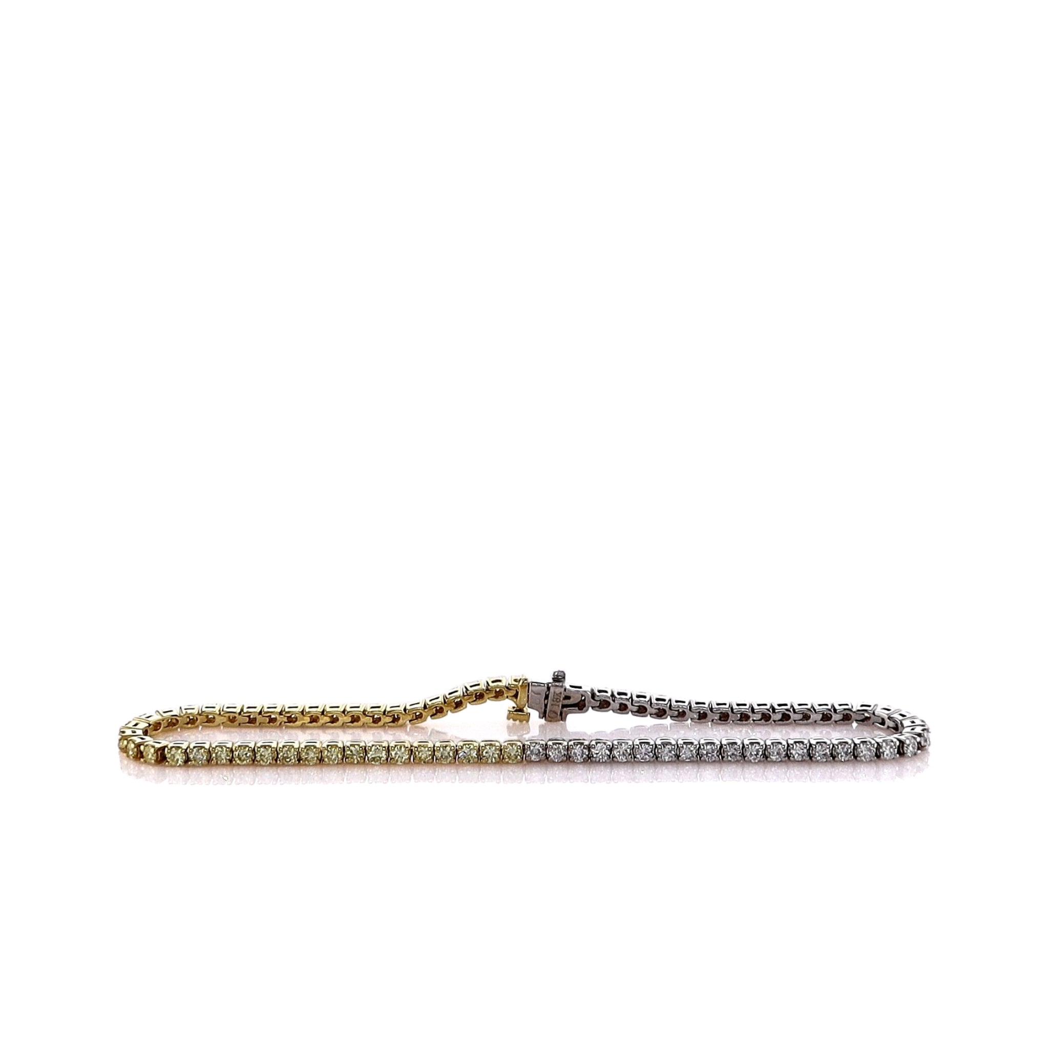 18k Gold Two-Tone 7.5-Inch Yellow and White Diamond Tennis Bracelet for Women