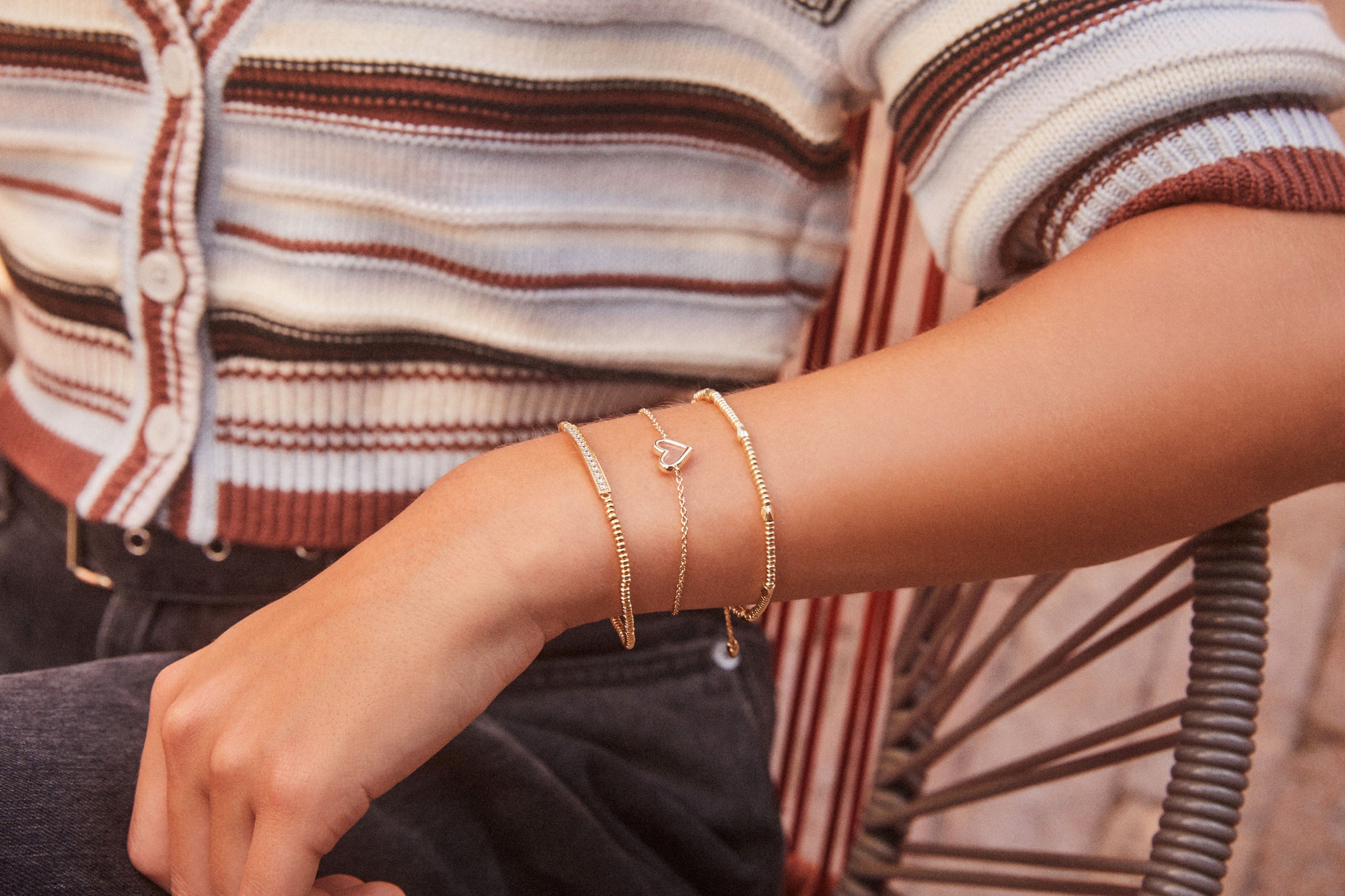 Kendra Scott Ari Delicate Pink Drusy Rose Gold Heart Chain Bracelet