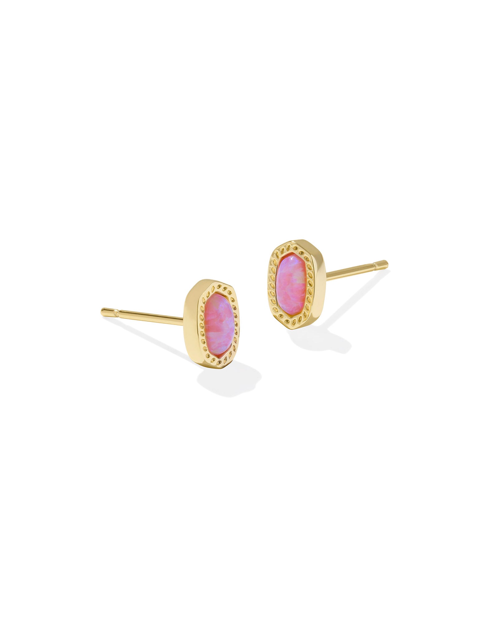 Kendra Scott Gold Mini Ellie Stud Earrings with Carnation Kyocera Opal - Ideal for Minimalist Style