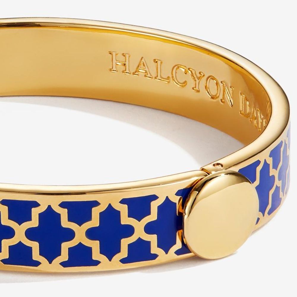 Halcyon Days Elegant 1cm Agama Gold Hinged Enamel Bangle for Women - A Timeless Jewelry Piece