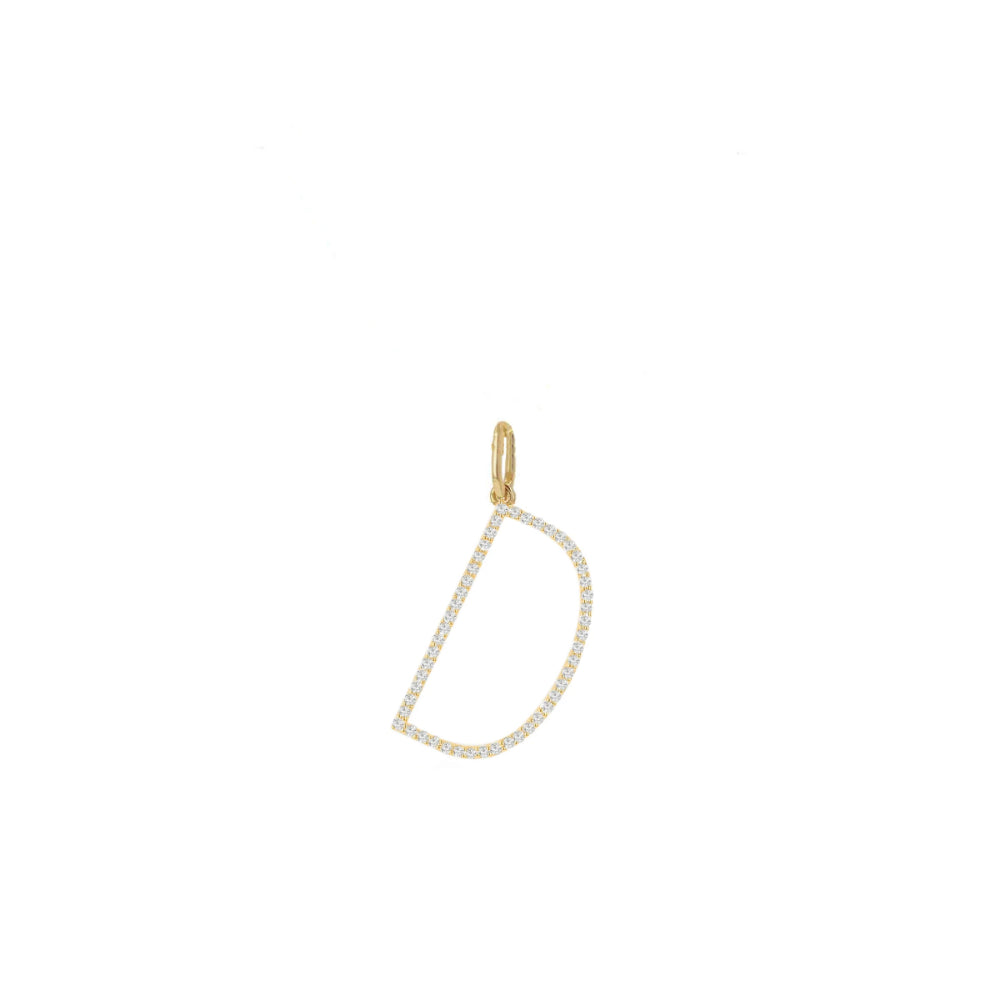 14k Gold Oversized Personalized Diamond Initial Letter Charm
