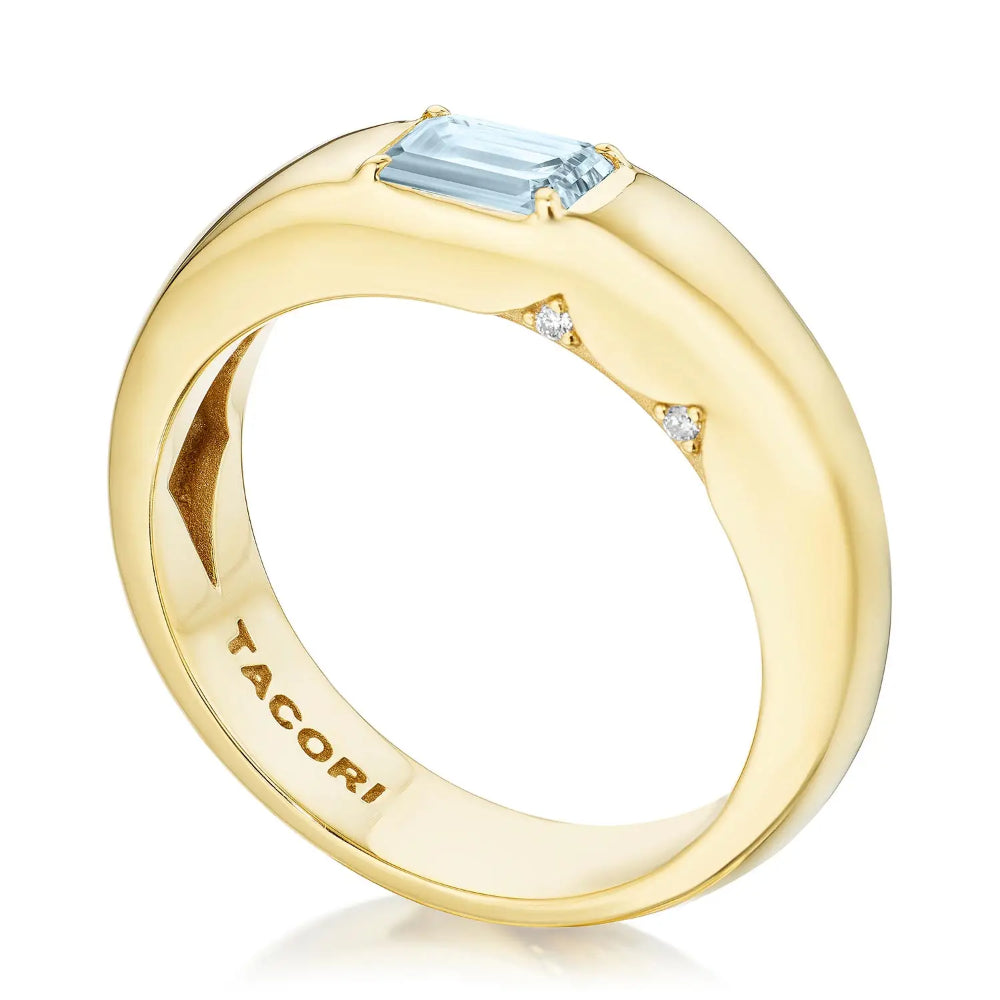 Exquisite Tacori Allure 18k Gold Domed Ring Featuring Sky Blue Topaz Gemstone