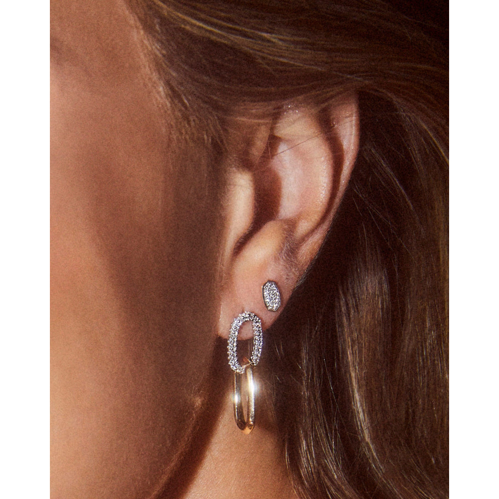 Kendra Scott Elisa 14k Gold Interlocking Drop Earrings with White Diamond - A Pair of Elegant Jewelry