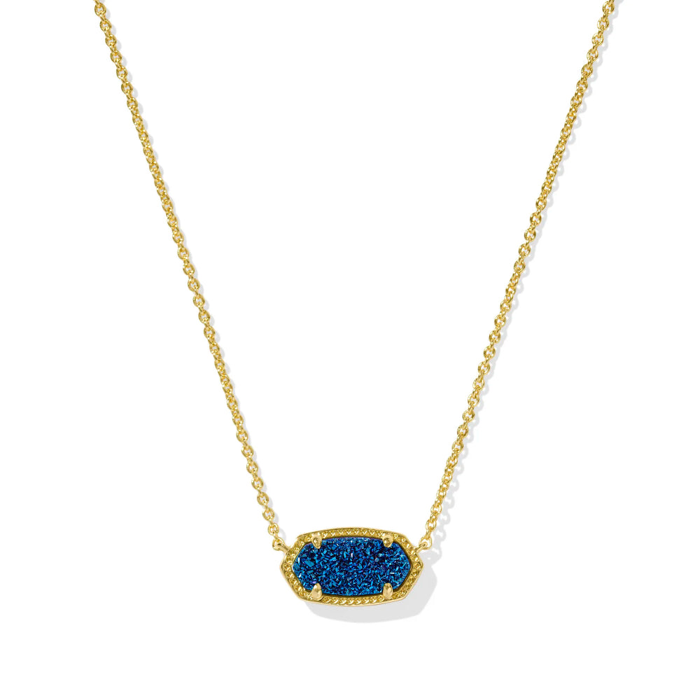 Kendra Scott Elisa Gold Short Pendant Necklace Featuring Drusy Stone - A Versatile Jewelry Piece