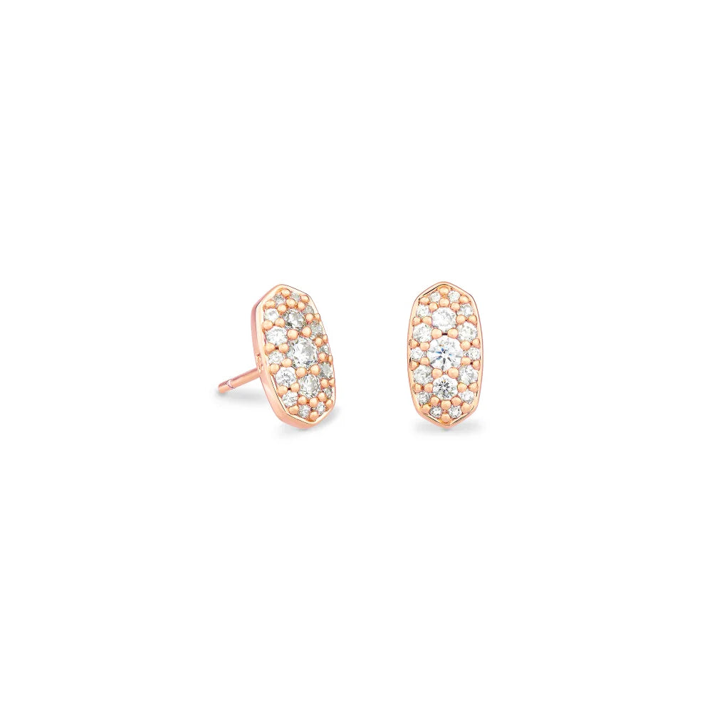 Kendra Scott Grayson White Crystal Stud Earrings with a Gorgeous Rose Gold Finish - Ideal Jewelry Accessories