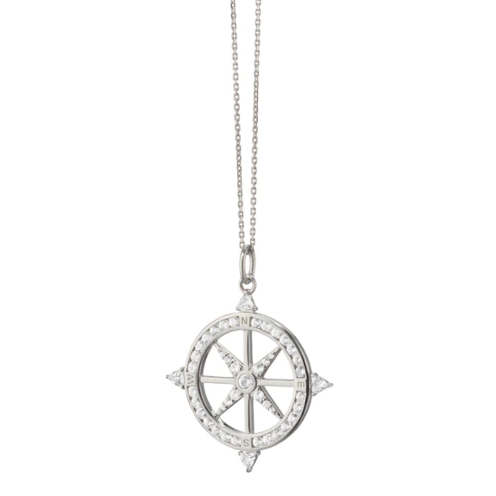 MRK SS Adventure Sapphire Compass Necklace with 1.45ct Sapphire, 16 - 18 Inches