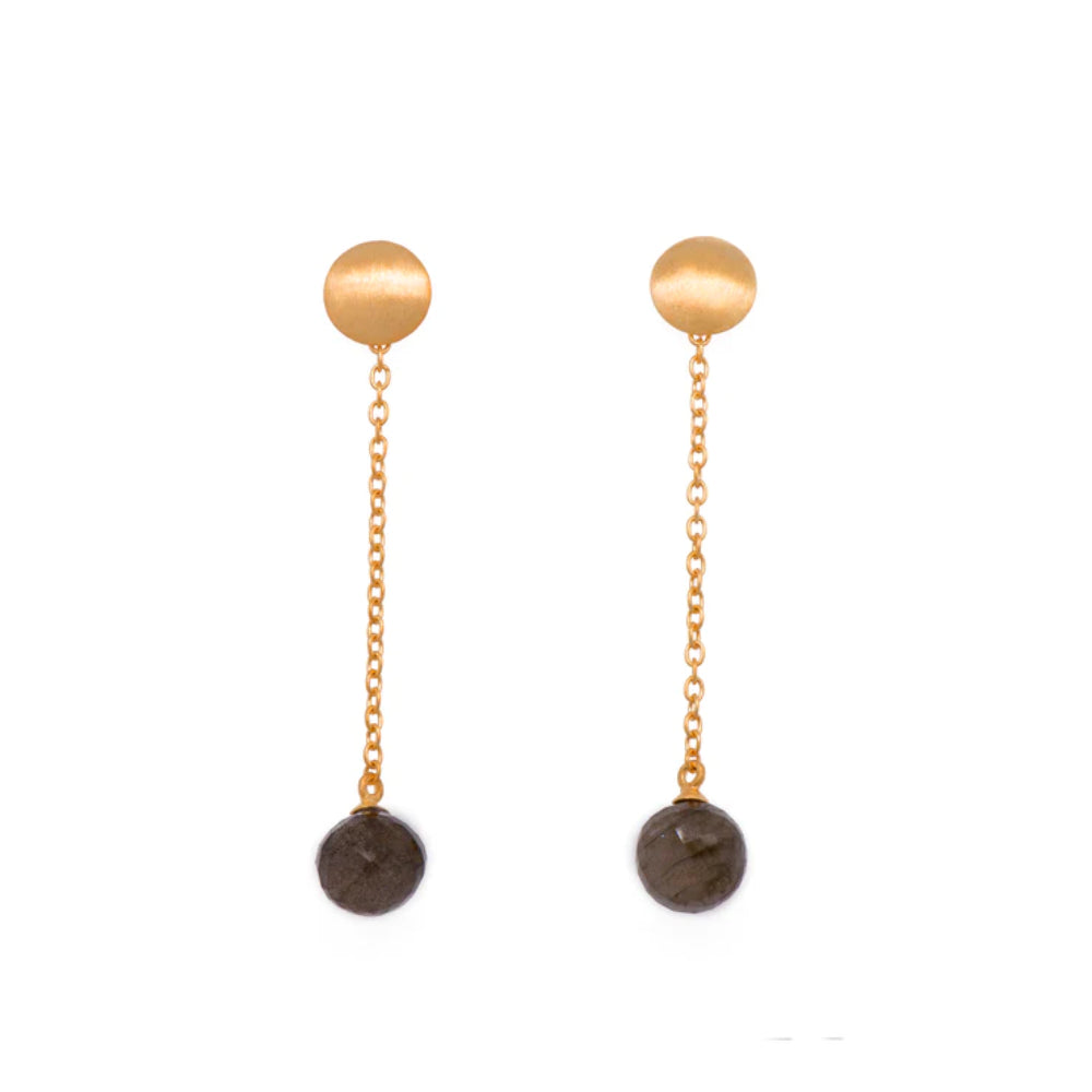Joyla Brand Fashionable Moon Chain Labradorite Gemstone Drop Earrings for Women
