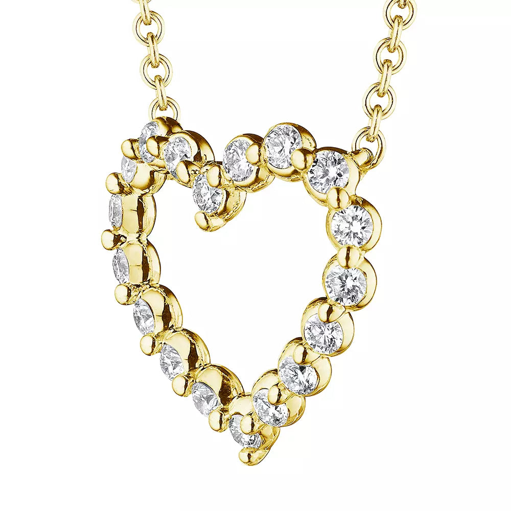 Exquisite 18k Gold Open Heart Pendant with Sparkling 0.15-Carat Diamonds by Verragio