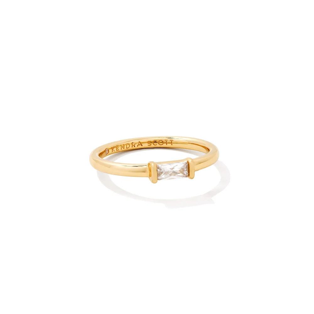 Elegant Kendra Scott White Crystal Juliette Band Ring