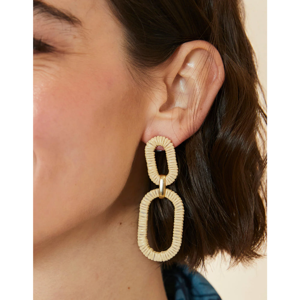 18kt Matte Gold Plated Spartina Lightweight Straw Oval Link Earrings