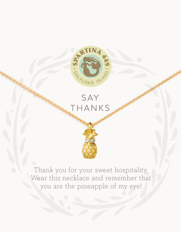 Spartina Sea La Vie Pineapple-themed Thank You Necklace for Expressing Sweet Hospitality