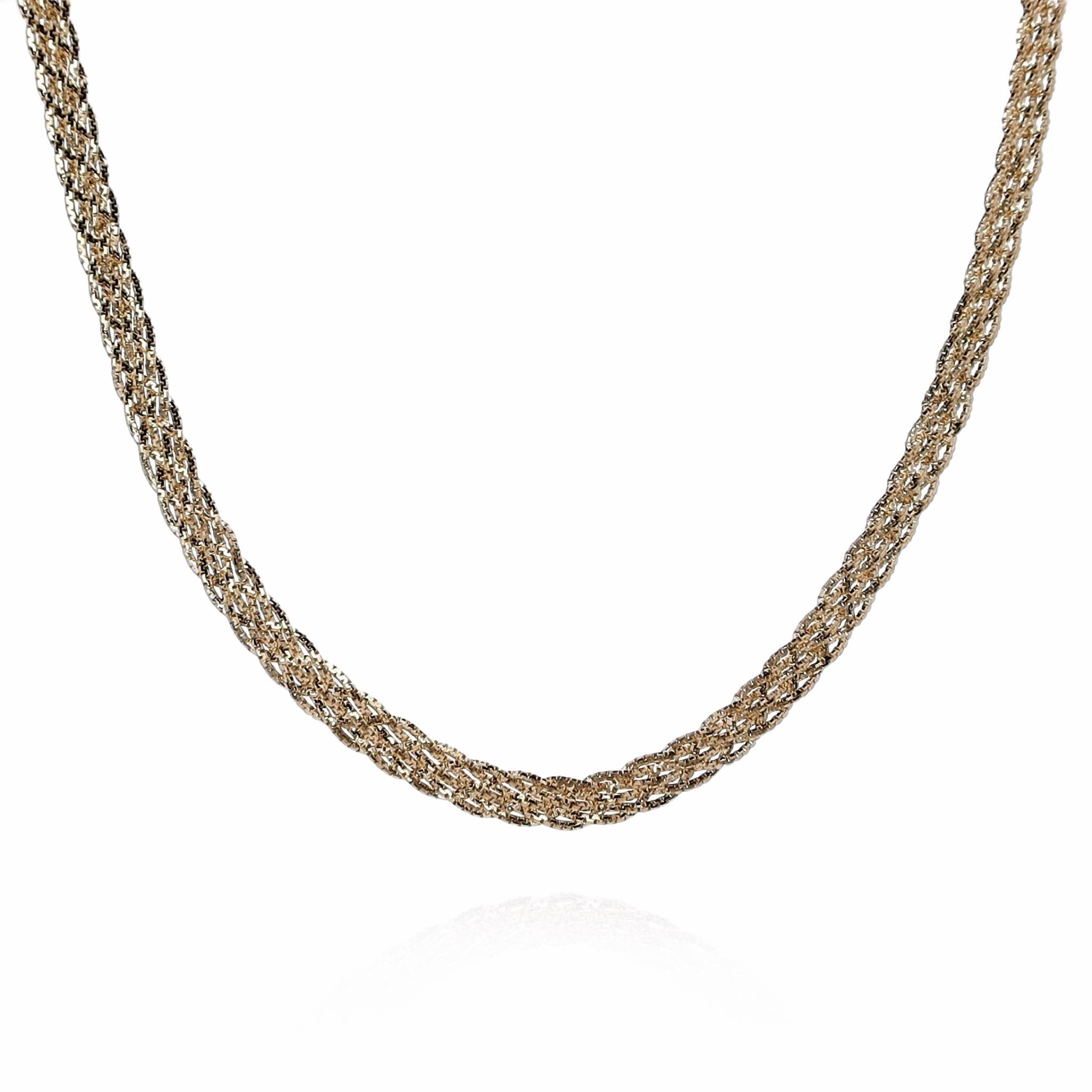 Exquisite 14k Yellow Gold Braided Box Link Design 18-Inch Necklace for Jewelry Lovers