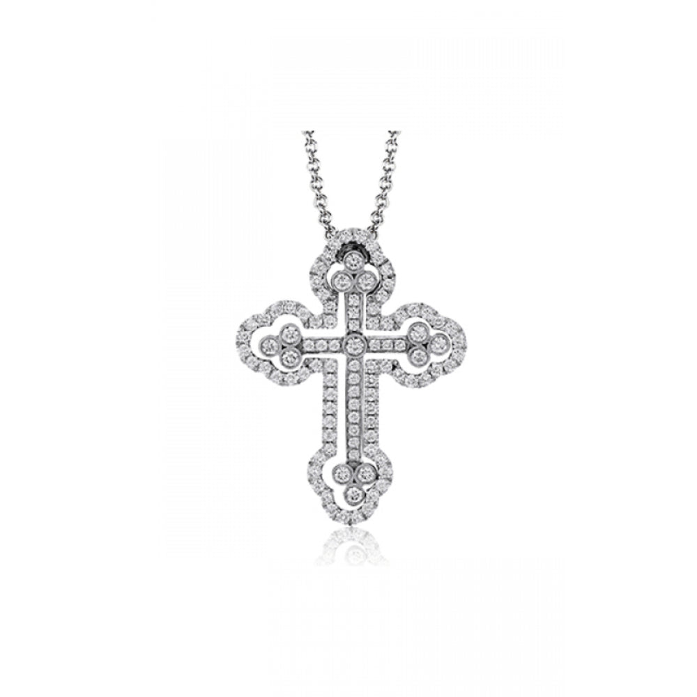 Simon G. 18k Gold Two Piece Removable Insert Diamond Cross Pendant Jewelry