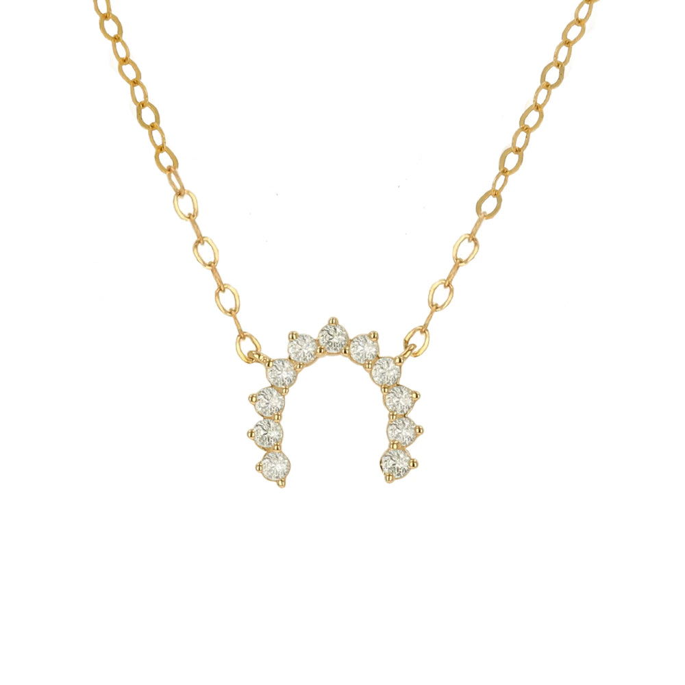 14k Gold Diamond Adjustable Horseshoe Pendant Necklace by Rachel Reid