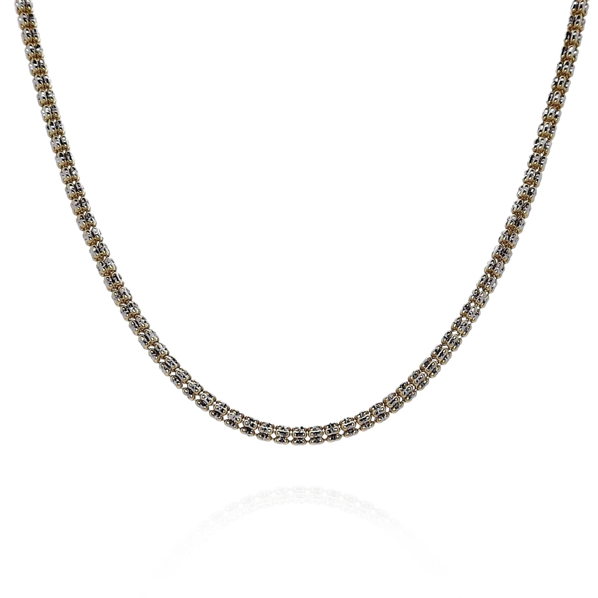 14k Two - Tone Diamond - Cut 18 - Inch Fancy Ice Chain Necklace