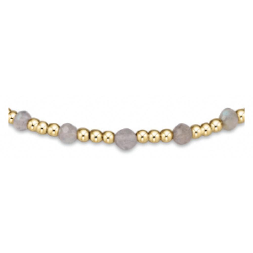 3mm Labradorite Bead Bracelet in Gemstone Gold Sincerity Pattern, 6.25-Inch