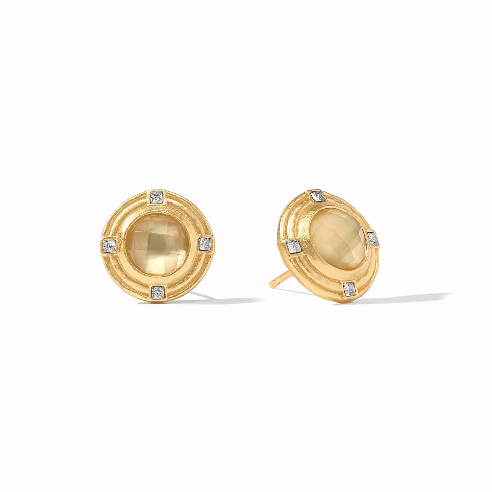 Julie Vos Astor Rose Cut Stone Studs in 24k Gold Plate