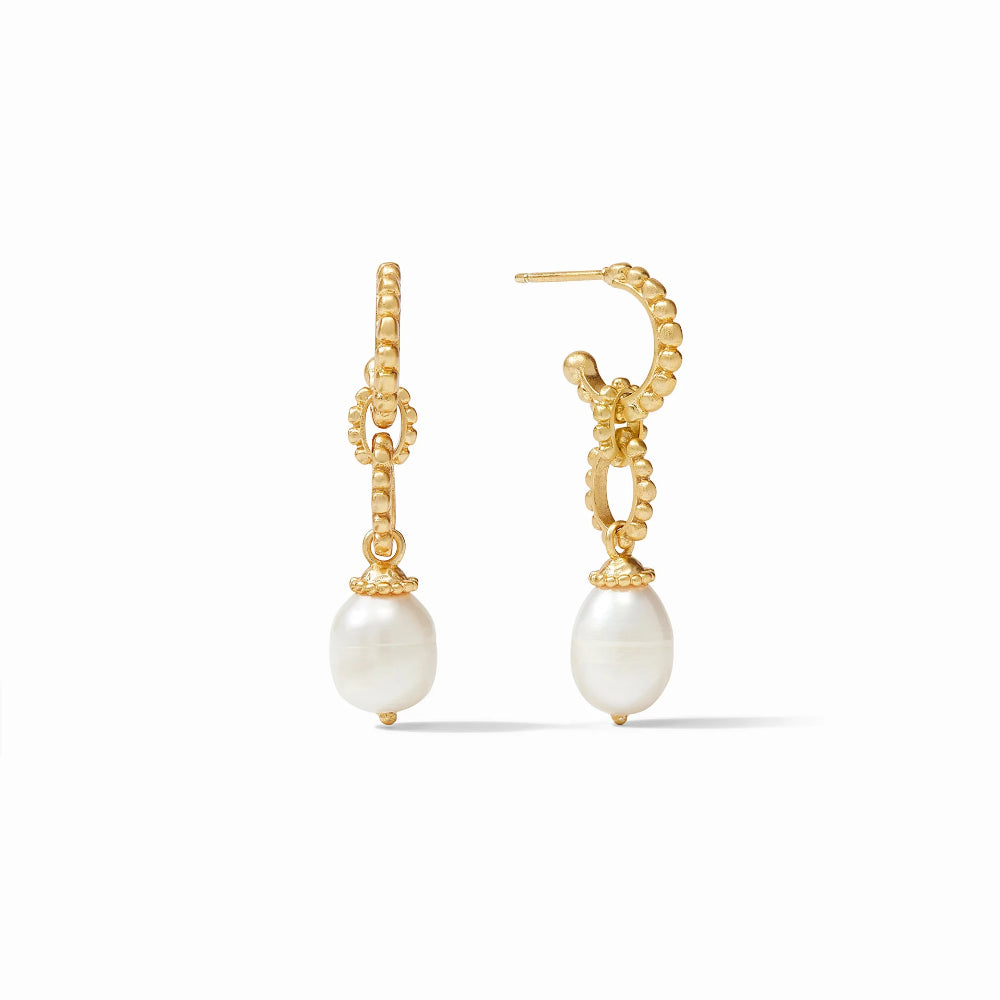 Julie Vos Marbella Medium-Sized Hoop and Pearl Charm Drop Earrings, a Seaside-Inspired Jewelry Piece