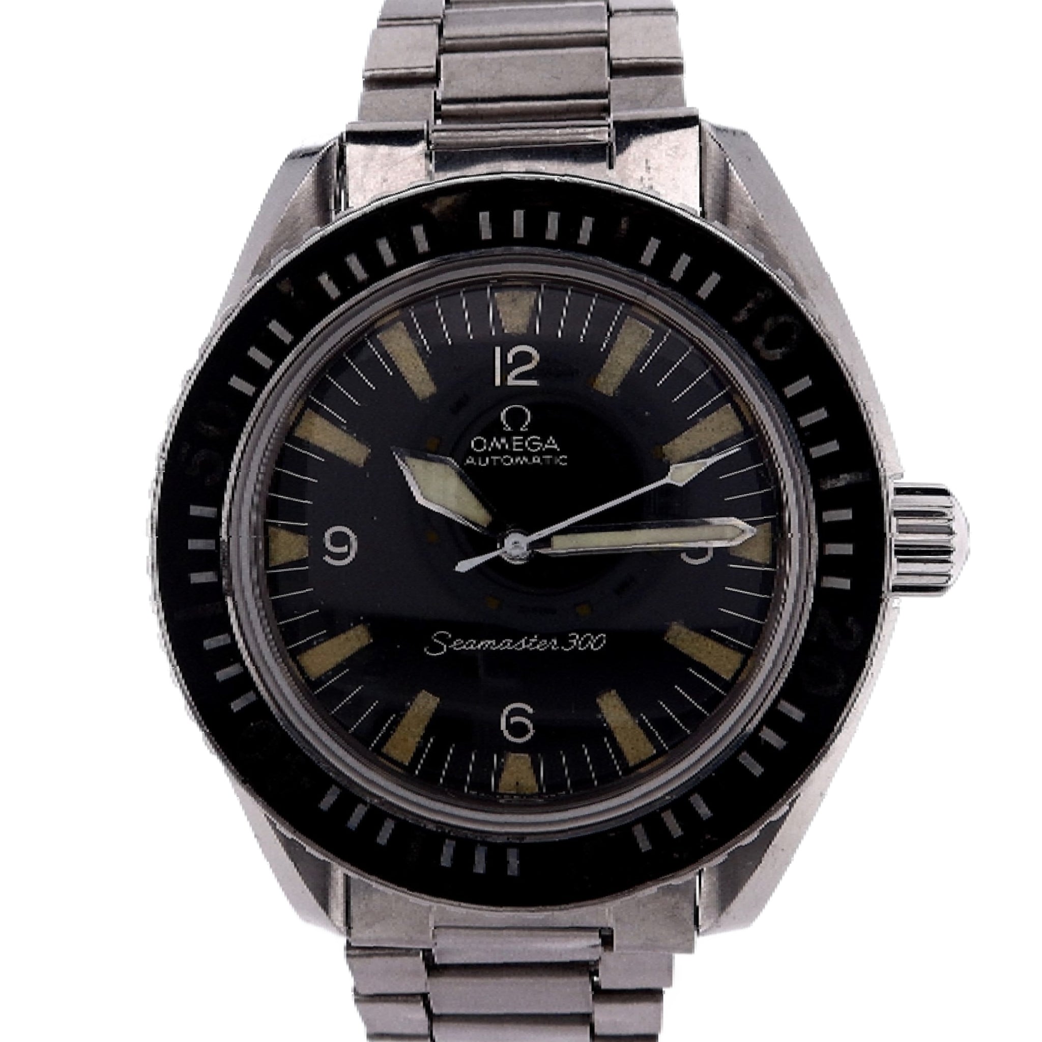 1969 Vintage Omega Seamaster 300 Men's Stainless Steel Watch with Black Dial