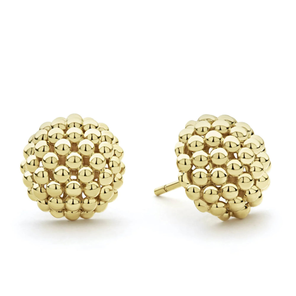 Lagos 18k Solid Gold Beaded Stud Earrings for Women with Signature Caviar Design