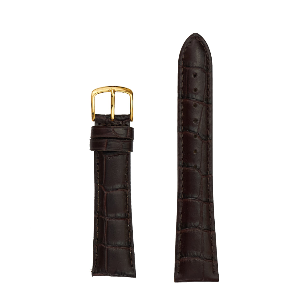 Brown Men's Watch Band with Genuine Alligator Grain Texture