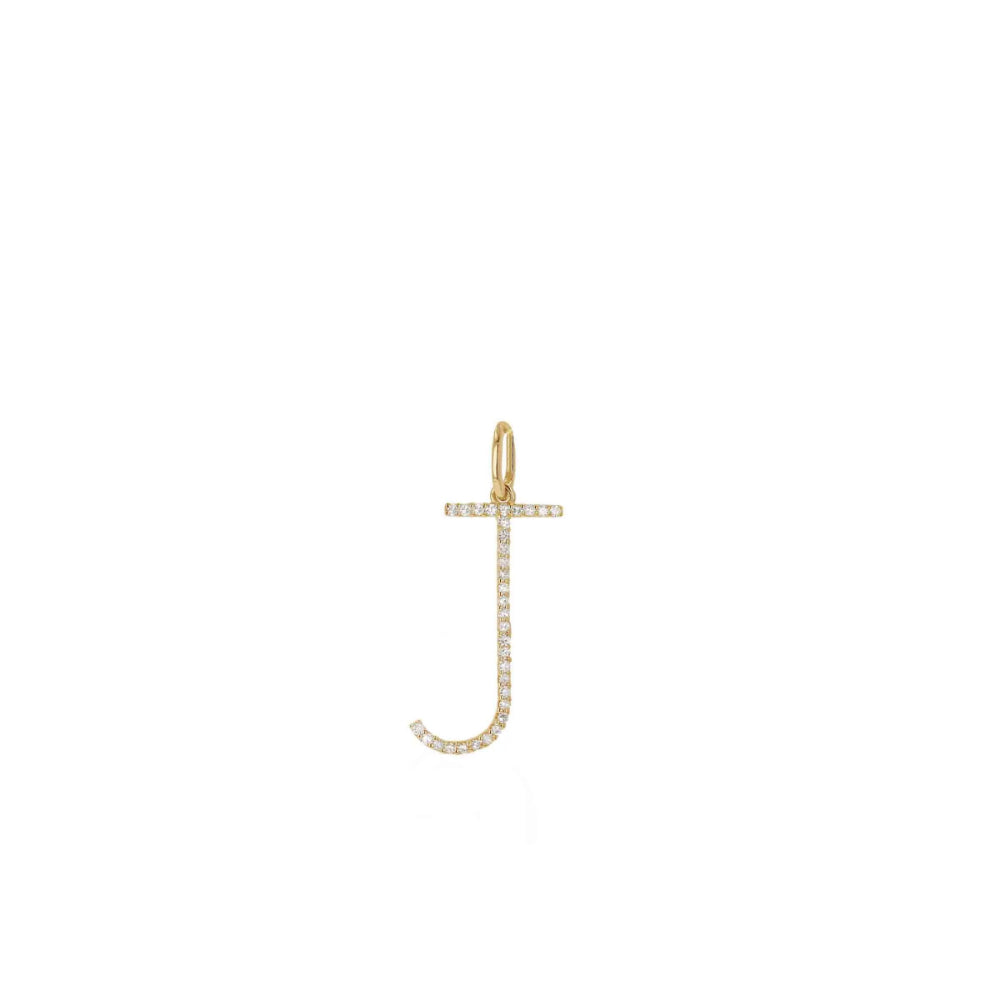 14k Gold Oversized Personalized Diamond Initial Letter Charm