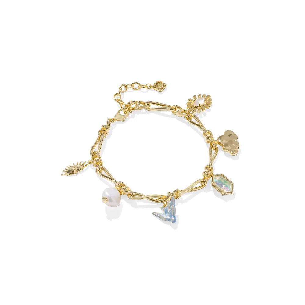 Kendra Scott Neutral Mix 14k Yellow Gold Over Brass Melody Charm Bracelet