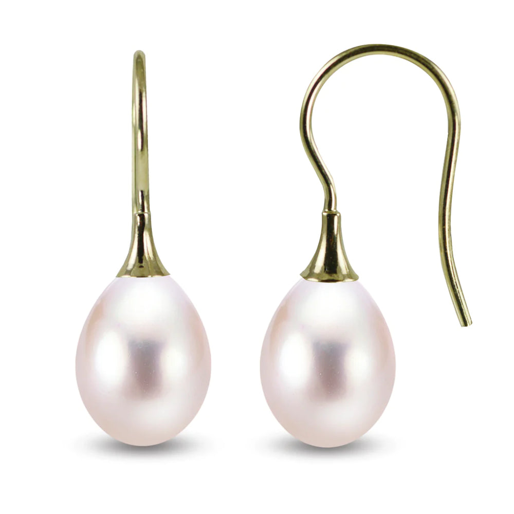 Stunning 14k Gold Handmade Freshwater Pearl Wire Earrings for Night Out