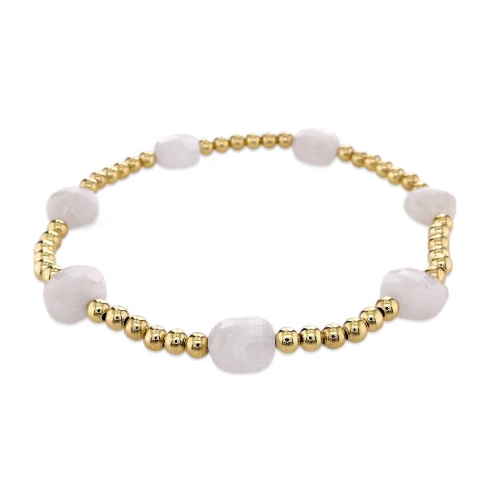 enewton 6.25-inch Admire Gold 3mm Beaded Bracelet with Moonstone Gem - Ideal Jewelry Accessory