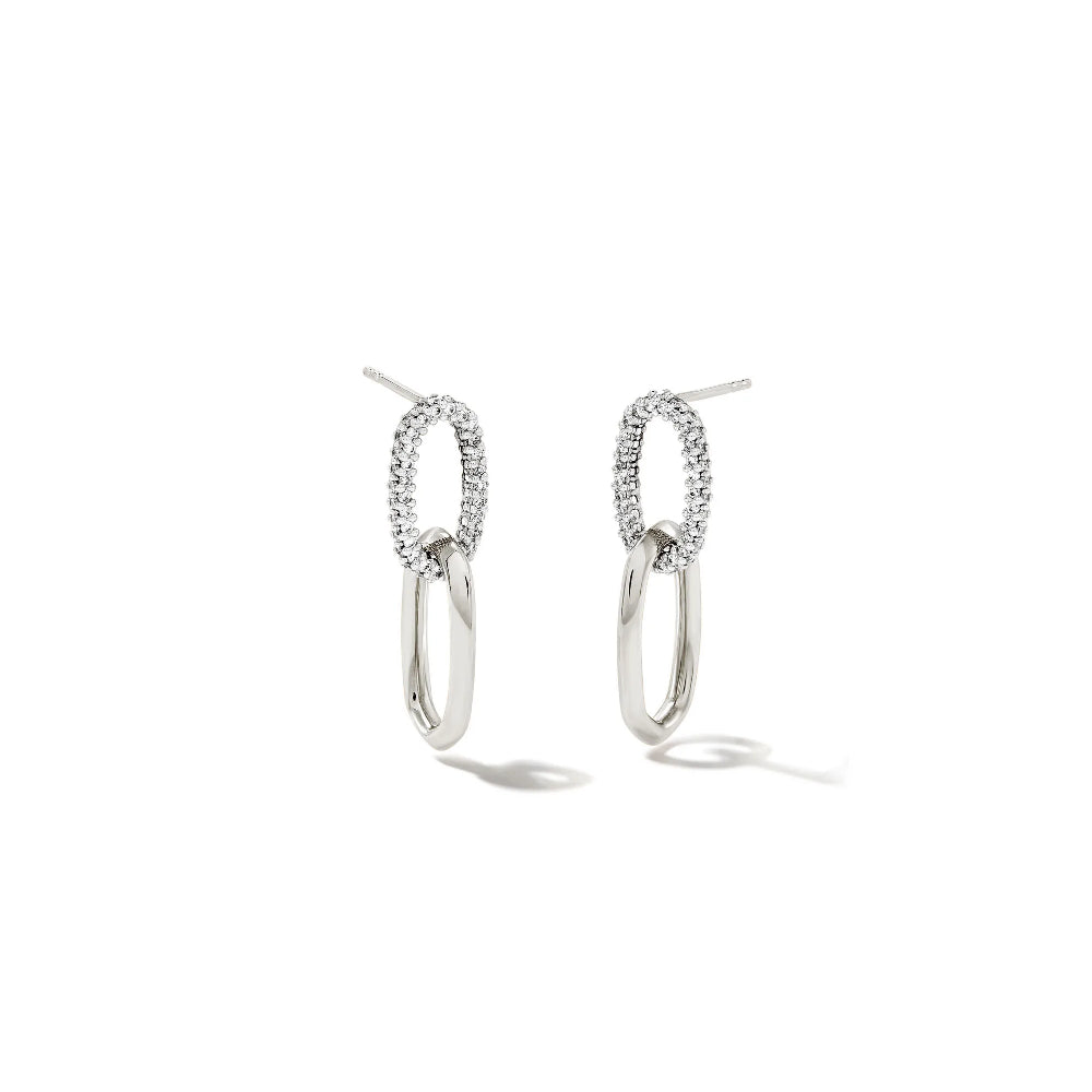 Kendra Scott Elisa 14k Gold Interlocking Drop Earrings with White Diamond - A Pair of Elegant Jewelry