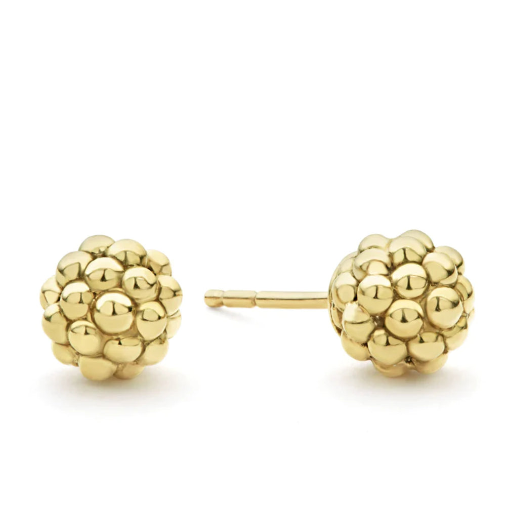 Lagos Solid 18k Gold Caviar Style Beaded Stud Earrings for Daily Wear