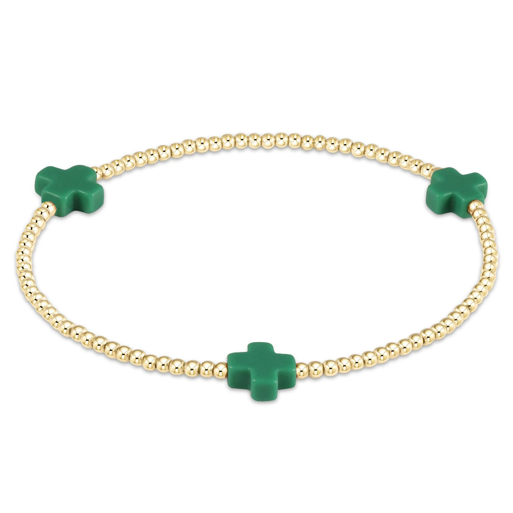 Enewton Emerald 2mm Signature Cross Gold Pattern 14kt Gold - Filled Bead Bracelet