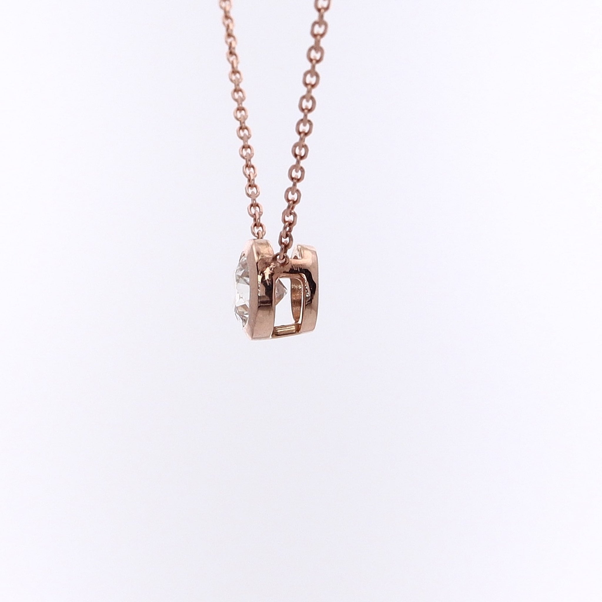 14 Karat Rose Gold Solitaire Diamond Slide - Through Pendant with 18' Cable Chain