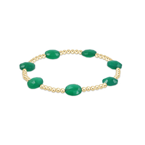 Enewton 6.25-inch 3mm Gold-filled Green Onyx Gemstone Bead Bracelet
