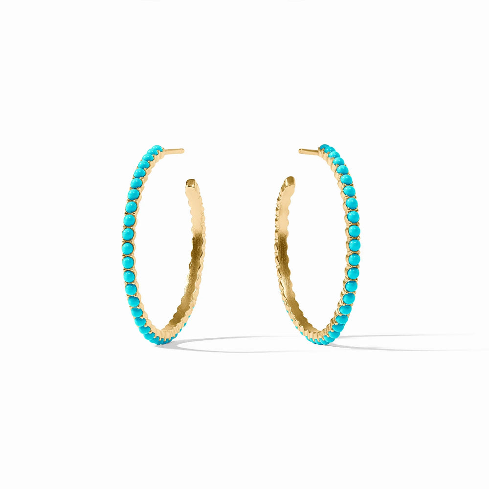 Julie Vos Turquoise Juliet Hoop Earrings in 18K Gold Plate