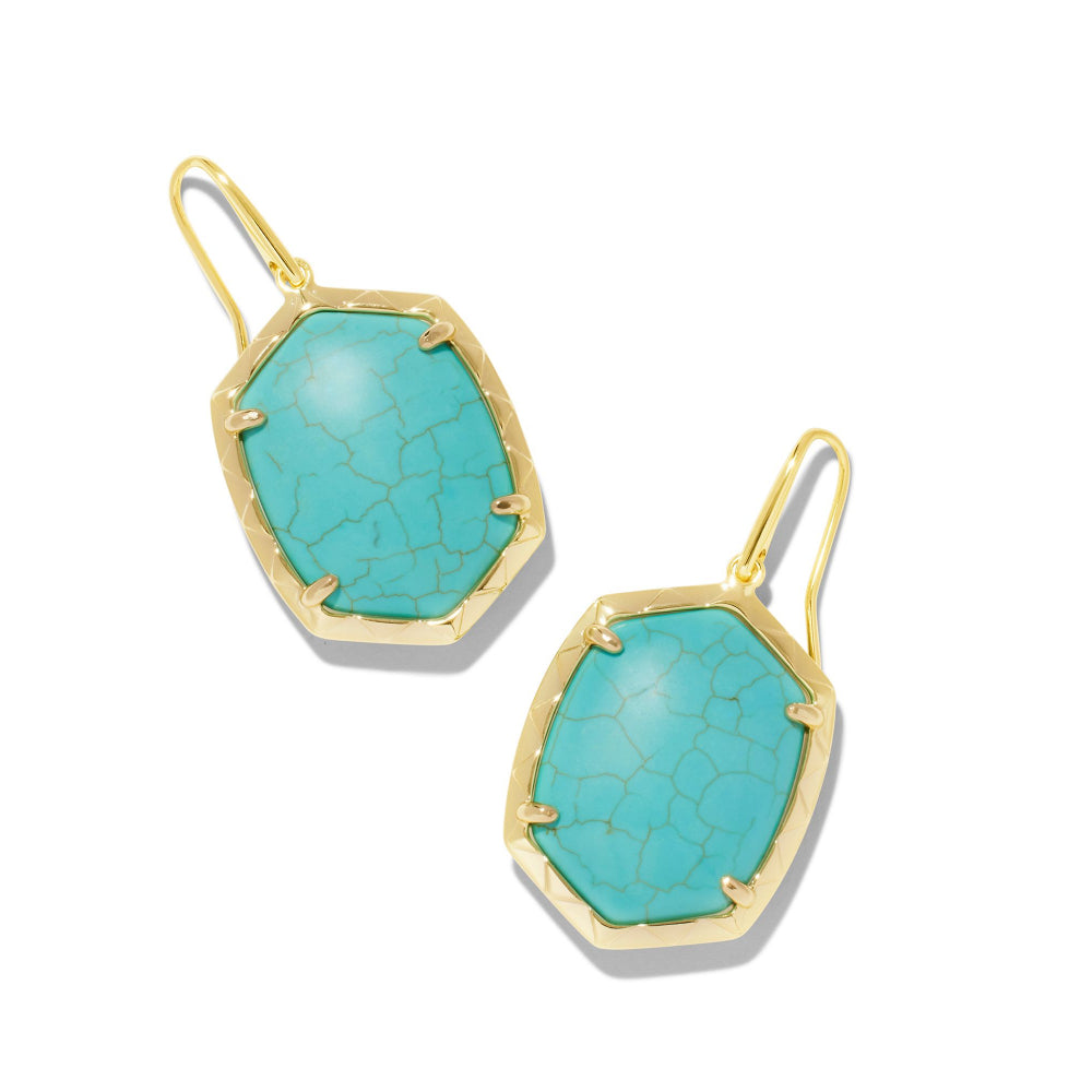 Kendra Scott Fashionable Daphne Style Drop Earrings Crafted from Variegated Turquoise Magnesite