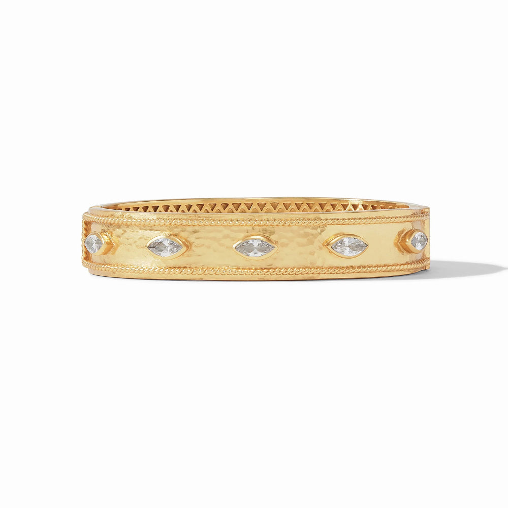 Julie Vos Shimmering Monaco Cubic Zirconia Hinged Gold Bangle