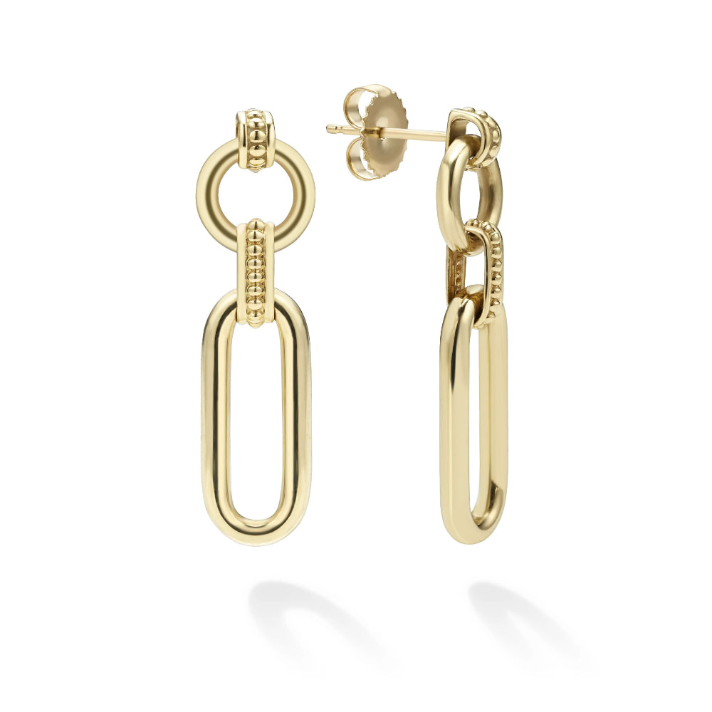 Lagos Signature 18k Gold Caviar Link Drop Earrings for Women's Jewelry