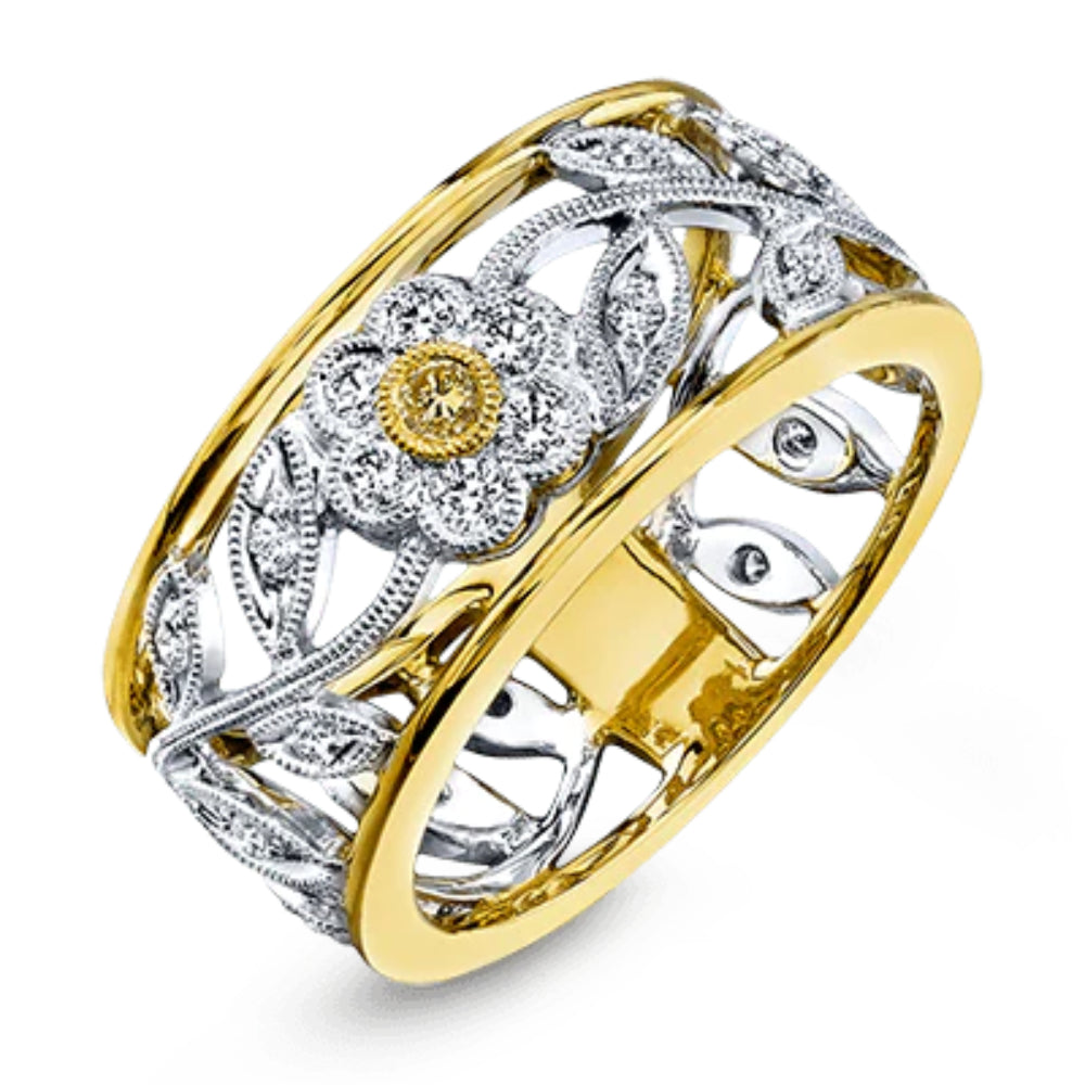 Simon G.'s 18k Two - Tone Trellis Diamond Ring with Vintage Flair
