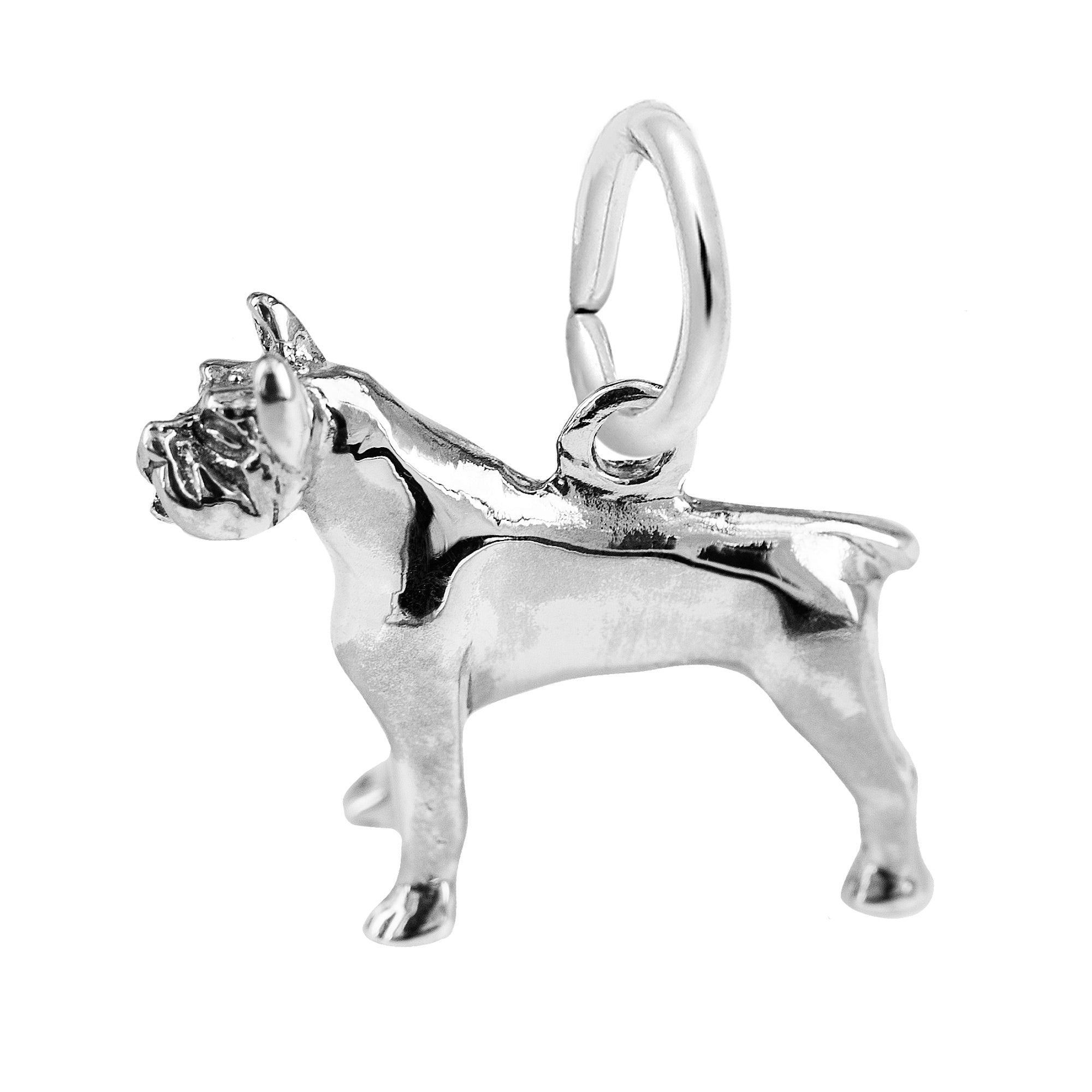 14K White Gold Exquisite Pitbull Dog Charm for Pet Lovers