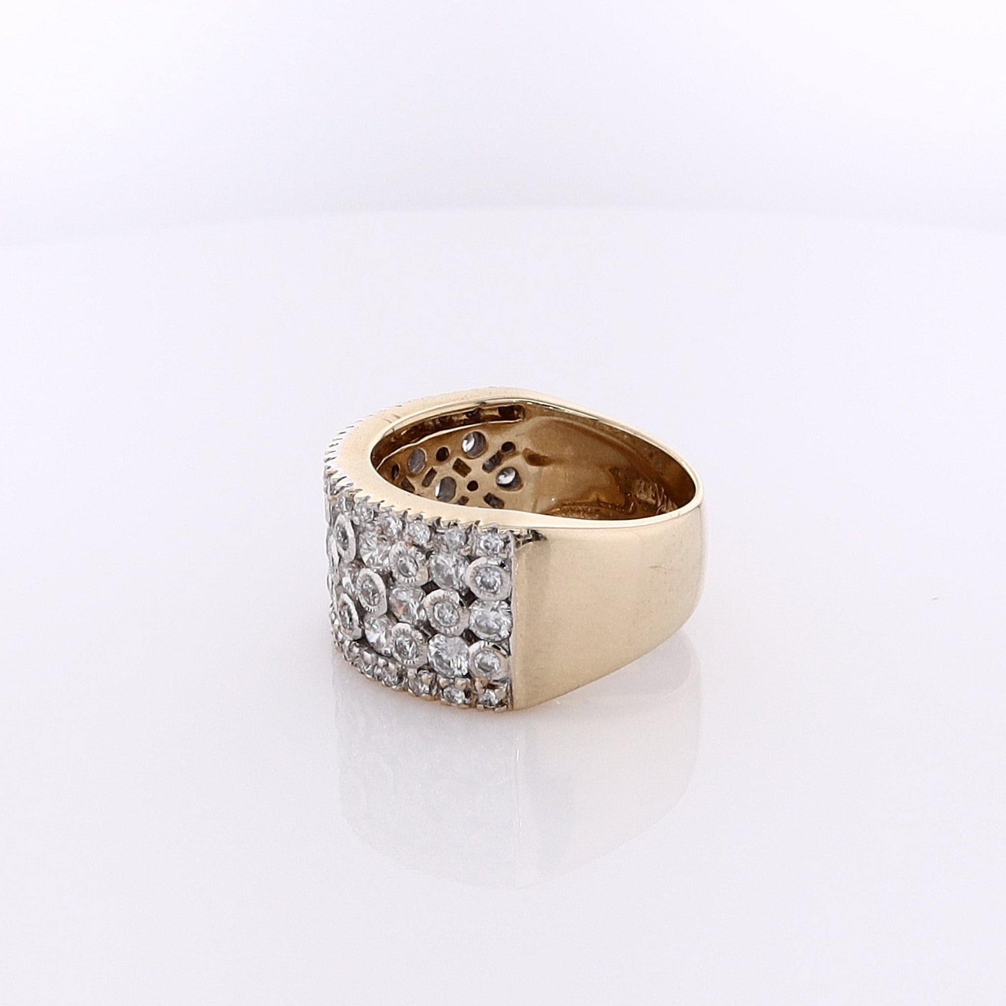 Estate Levian 14-Karat Gold Two-Tone Wide Tapered Five-Row Diamond Wedding Ring for Brides