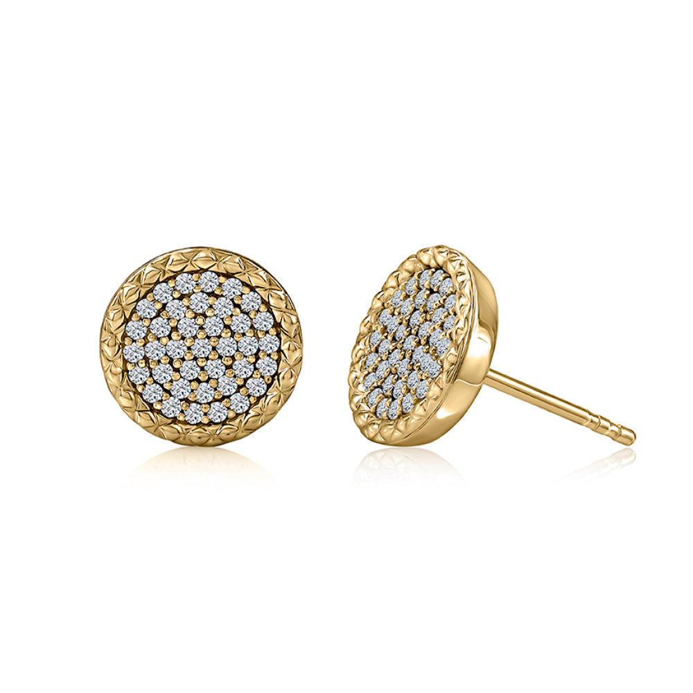 A. Jaffe 14k Gold Diamond Stud Earrings with Quilted Design