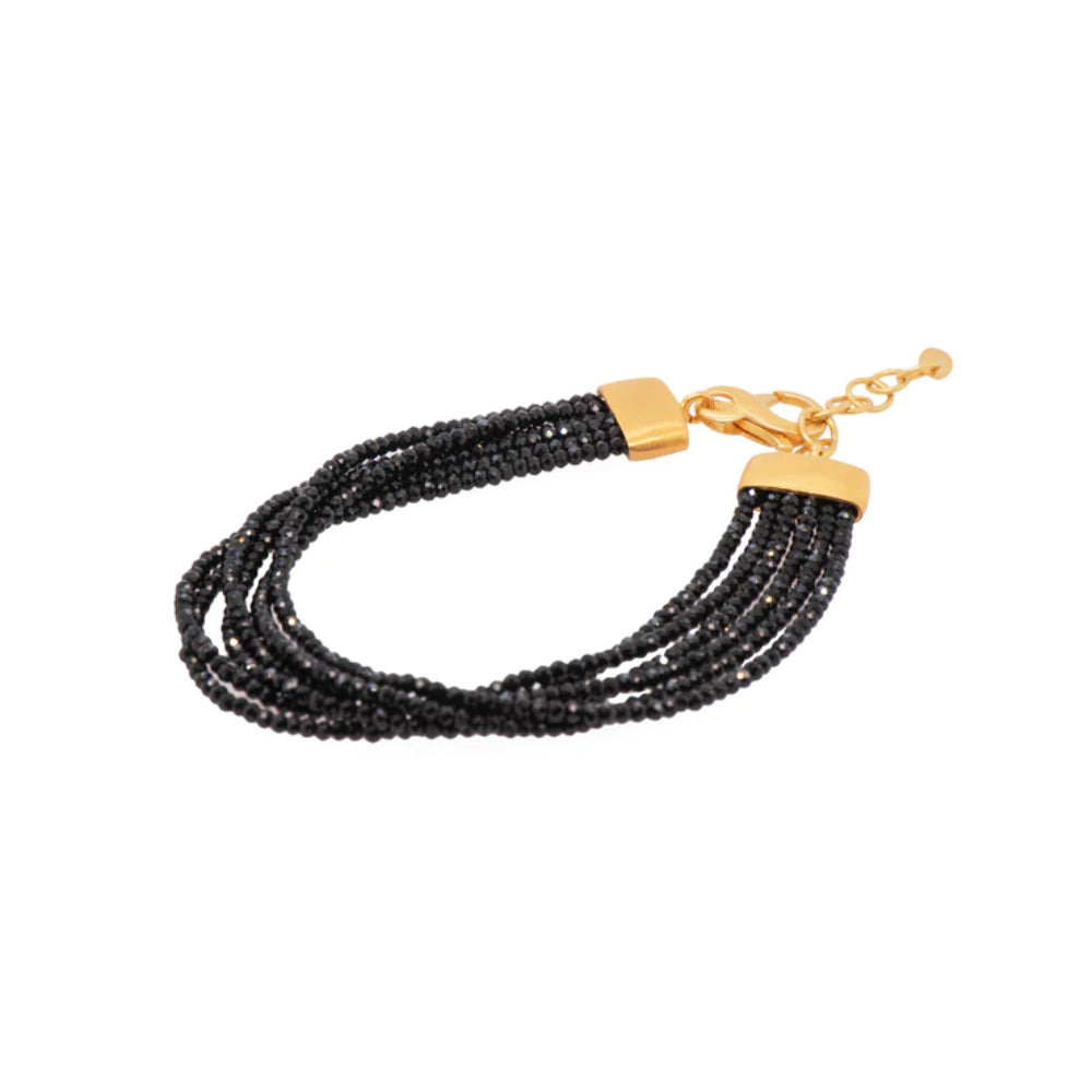 Joyla 6-Strand Elegant Black Spinel Beaded Jewelry Bracelet