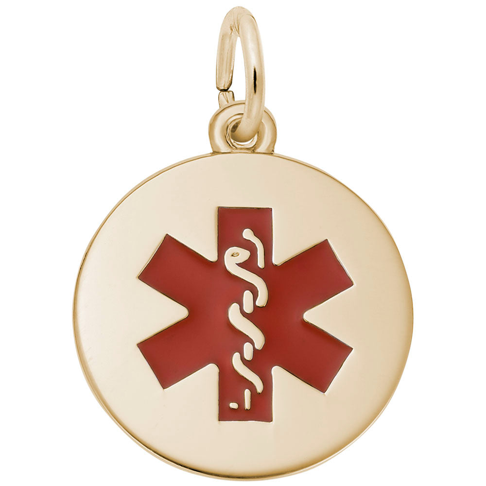 Red-colored Medical Symbol Disc Charm for Medical Conditions