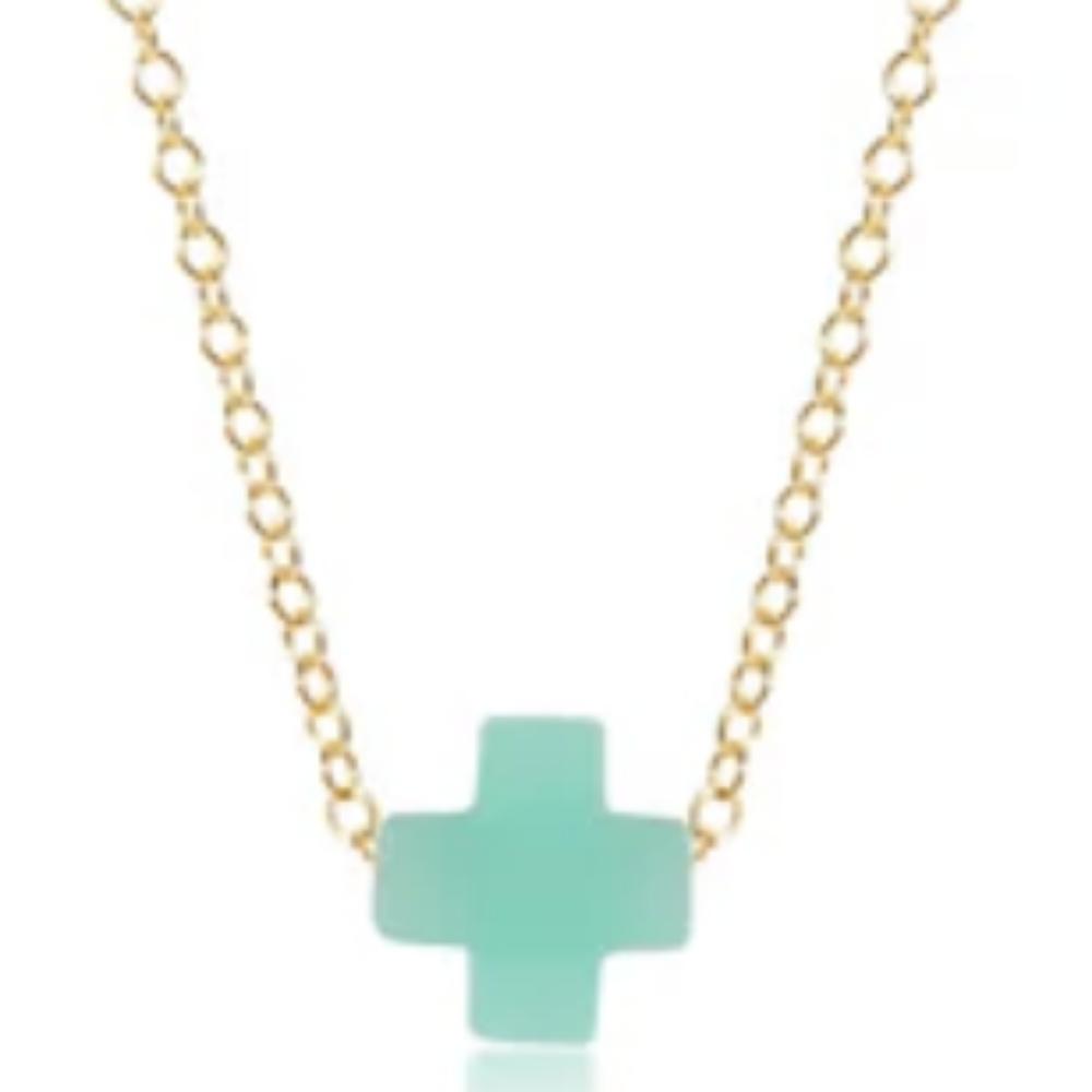 Ennewton 14kt Gold-Filled 14'' E-girl Signature Cross Mint Necklace