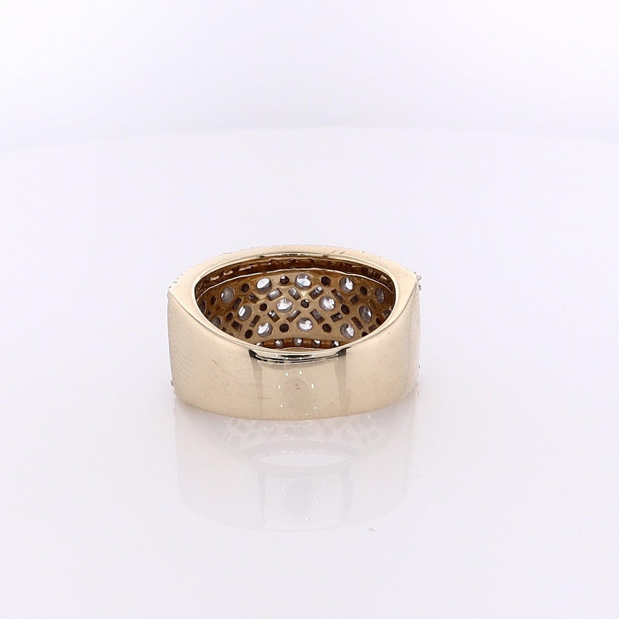 Estate Levian 14-Karat Gold Two-Tone Wide Tapered Five-Row Diamond Wedding Ring for Brides